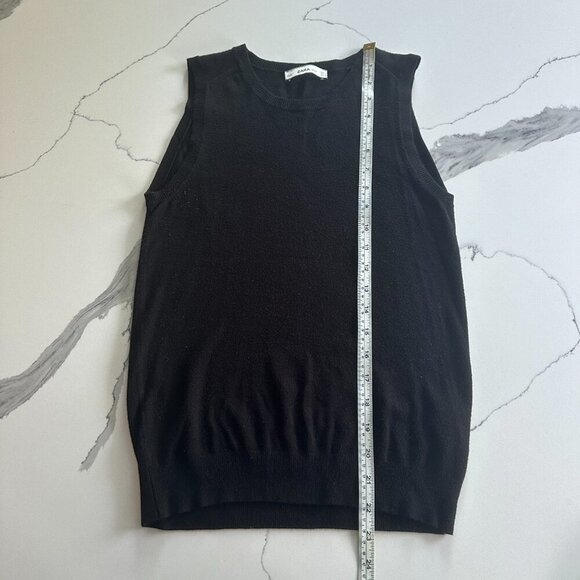 ZARA | Knit Sleeveless Sweater Tank | Black | Size Medium | Soft Stretch - Picture 8 of 15